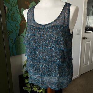 Mossimo Supply Co. Blue Floral Tank Top